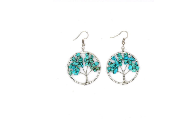 Natural Crystal Crushed Stone Tree Wishing Tree Earrings Crystal Tree Earrings Jewelry